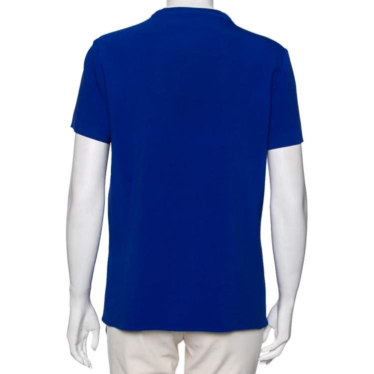 Pre Owned Stella McCartney Blue Crepe Zip Detail Top M