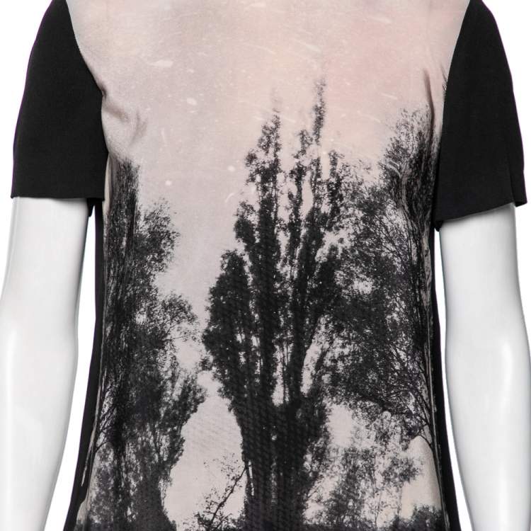 Pre Owned Stella McCartney Pink/Black Crepe Tree Printed Top M