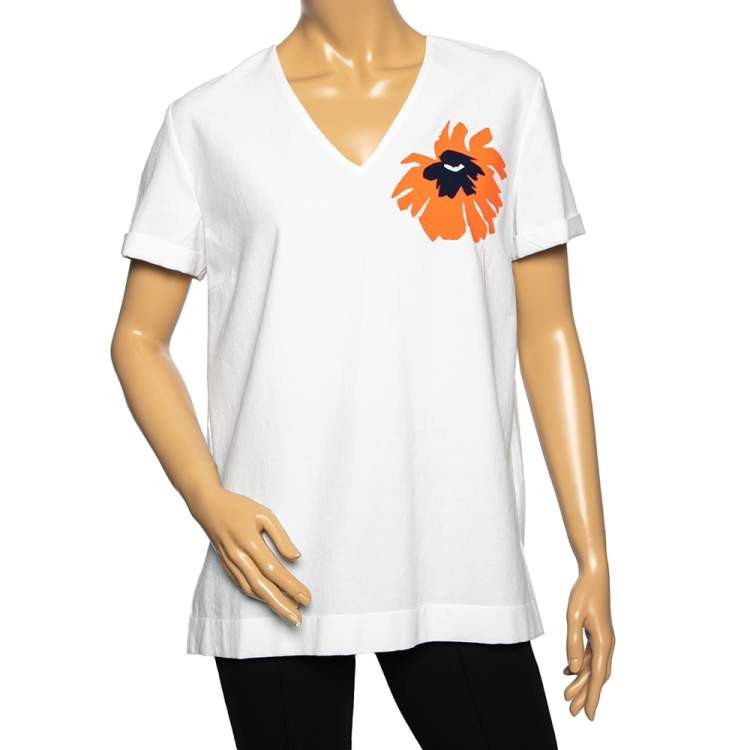 Pre Owned Stella McCartney White Cotton Embroidered Patch Top M