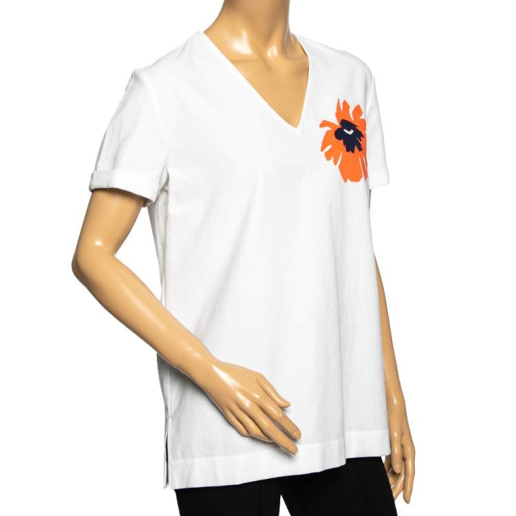 Pre Owned Stella McCartney White Cotton Embroidered Patch Top M