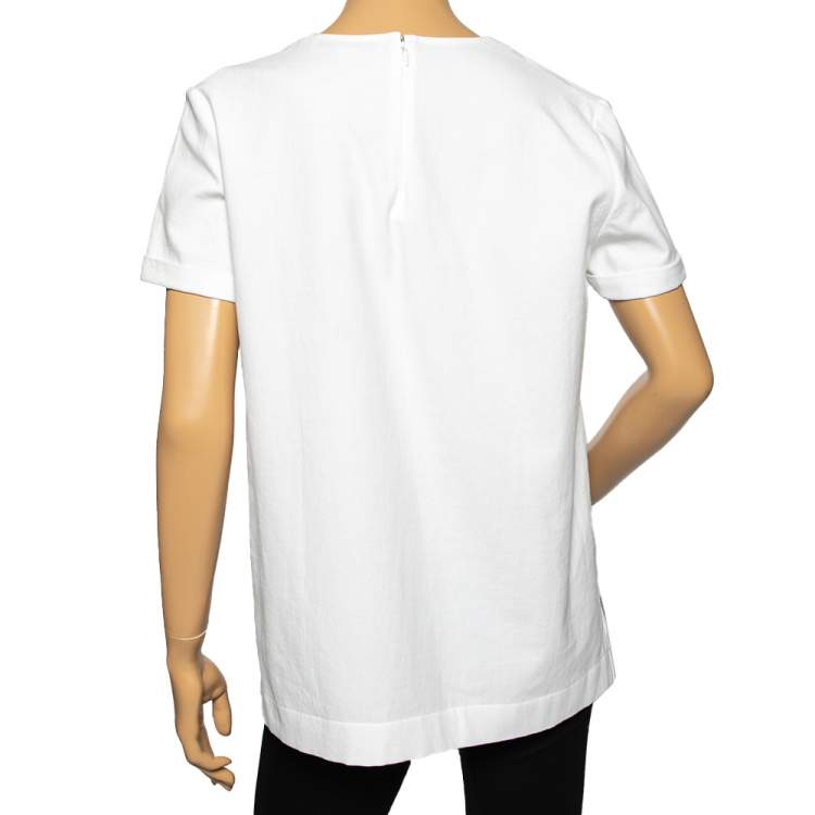 Pre Owned Stella McCartney White Cotton Embroidered Patch Top M