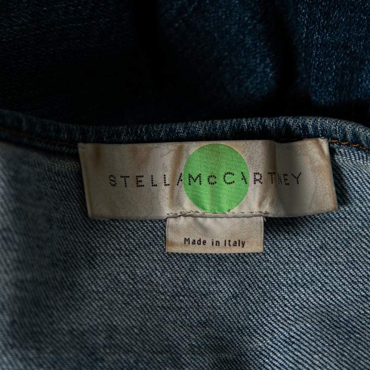 Pre Owned Stella McCartney Blue Denim Crystal Embellished Top M