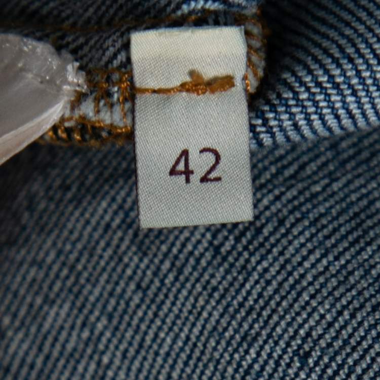 Pre Owned Stella McCartney Blue Denim Crystal Embellished Top M