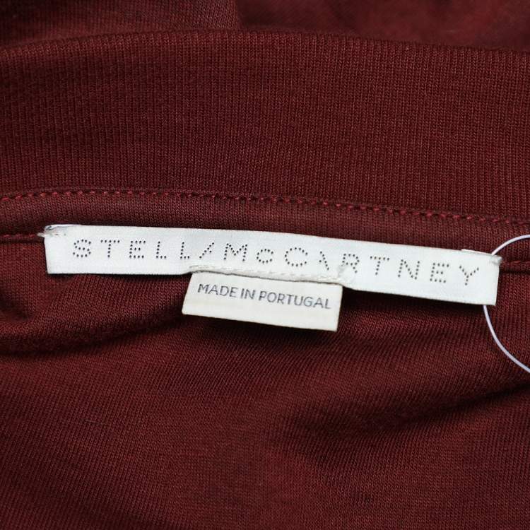 Pre Owned Stella McCartney Burgundy Cotton Knit Smocked Detail Sweatshirt M