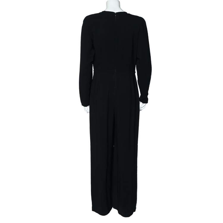 Pre Owned Stella McCartney Black Crepe Plunging Neck Jumpsuit L