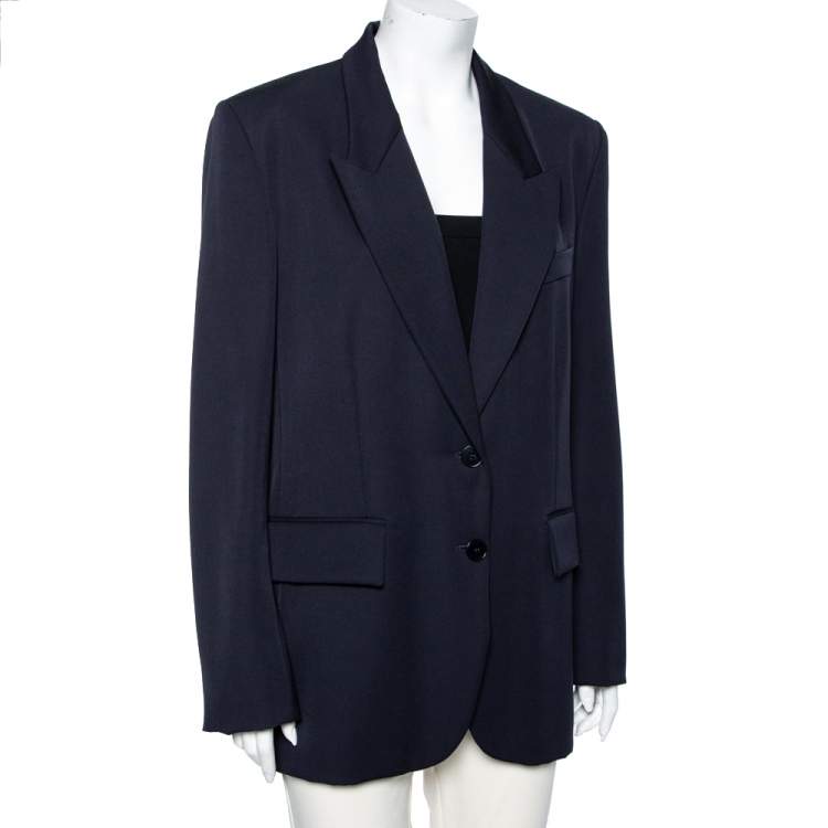 ジャケット Stella Mccartney Navy Blue Single-Breasted Jacket In Wool Stella McCartney Navy Blue Wool Single Breasted Blazer L