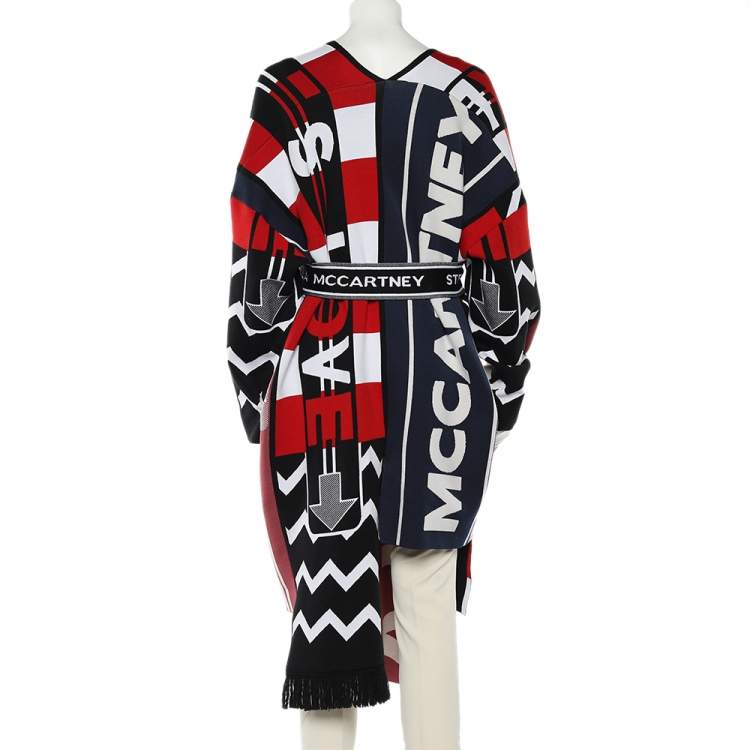 Pre Owned Stella McCartney Multicolor All Is Love Patched Wool Belted Oversized Shrug S