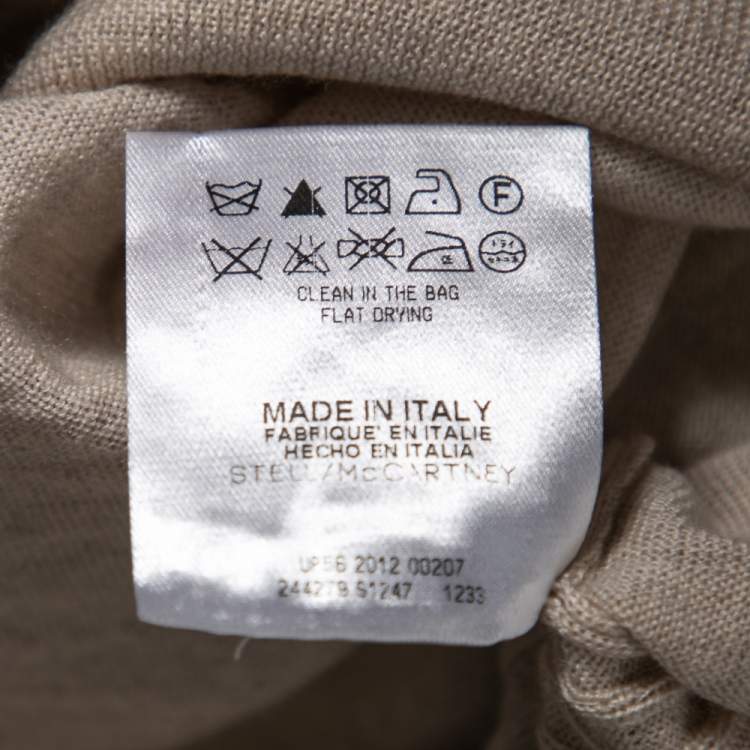 Pre Owned Stella McCartney Beige Embellished Wool V-Neck Jumper S