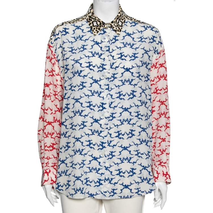 Pre Owned Stella McCartney Multicolor Printed Silk Button Front Shirt M