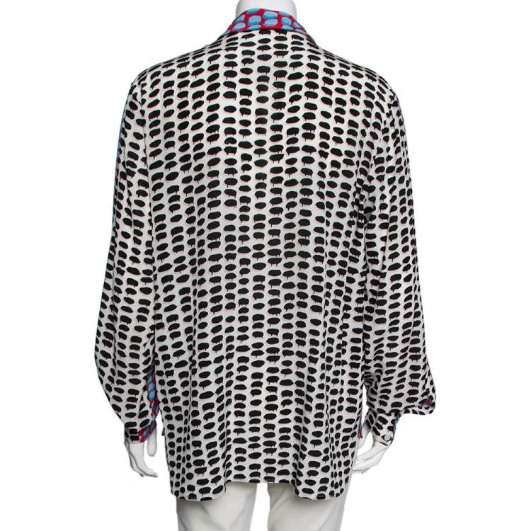 Pre Owned Stella McCartney Multicolored Printed Silk Button Front Shirt L