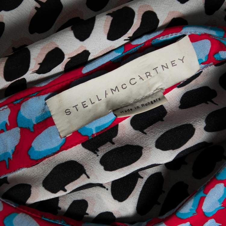 Pre Owned Stella McCartney Multicolored Printed Silk Button Front Shirt L