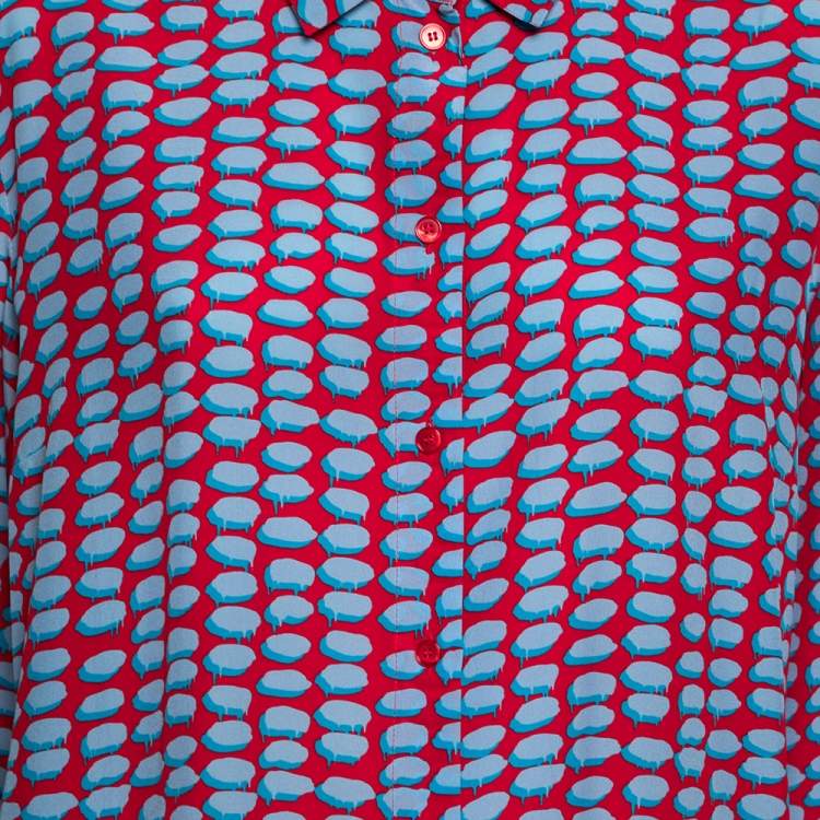 Pre Owned Stella McCartney Multicolored Printed Silk Button Front Shirt L