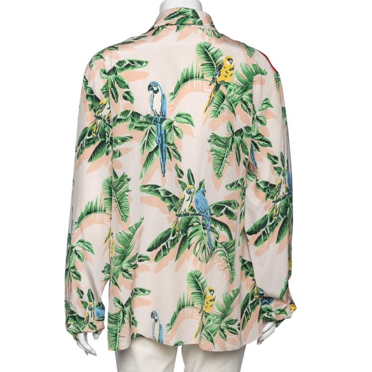 Pre Owned Stella McCartney Multicolor Parrot Printed Silk Button Front Shirt L
