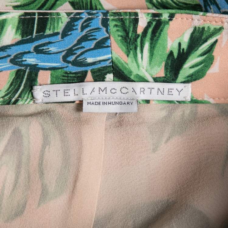 Pre Owned Stella McCartney Multicolor Parrot Printed Silk Wide Leg Pants L