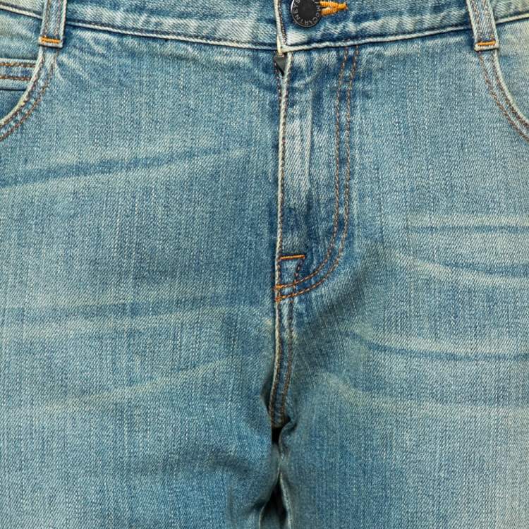 Pre Owned Stella McCartney Blue Two Toned Distressed Denim Jeans M