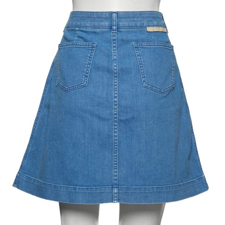 Pre Owned Stella McCartney Blue Denim Button Front Short Skirt M 