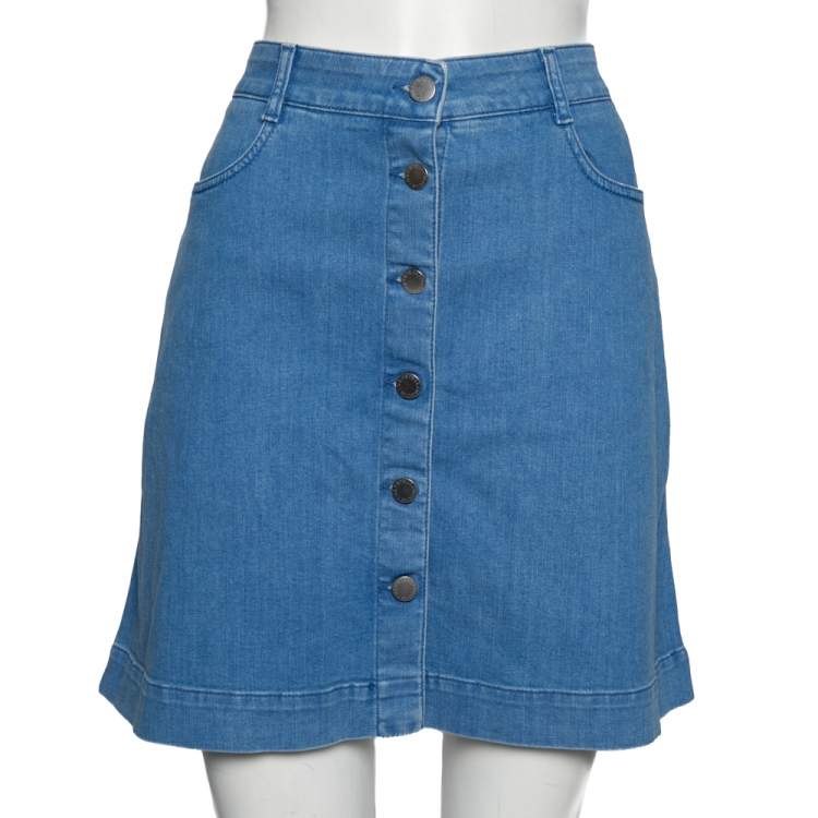 Pre Owned Stella McCartney Blue Denim Button Front Short Skirt M 