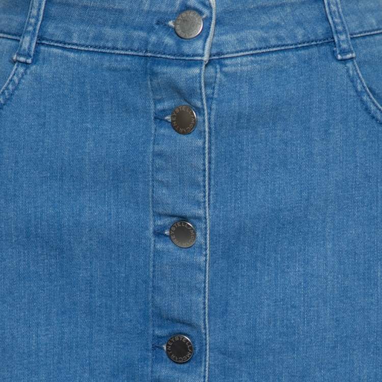 Pre Owned Stella McCartney Blue Denim Button Front Short Skirt M 