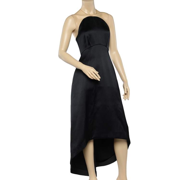 Pre Owned Stella McCartney Black & Cream Tulle & Sateen Asymmetric Hem Dress S 