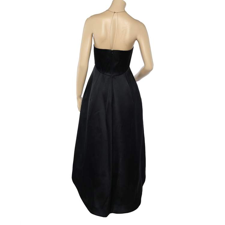 Pre Owned Stella McCartney Black & Cream Tulle & Sateen Asymmetric Hem Dress S 
