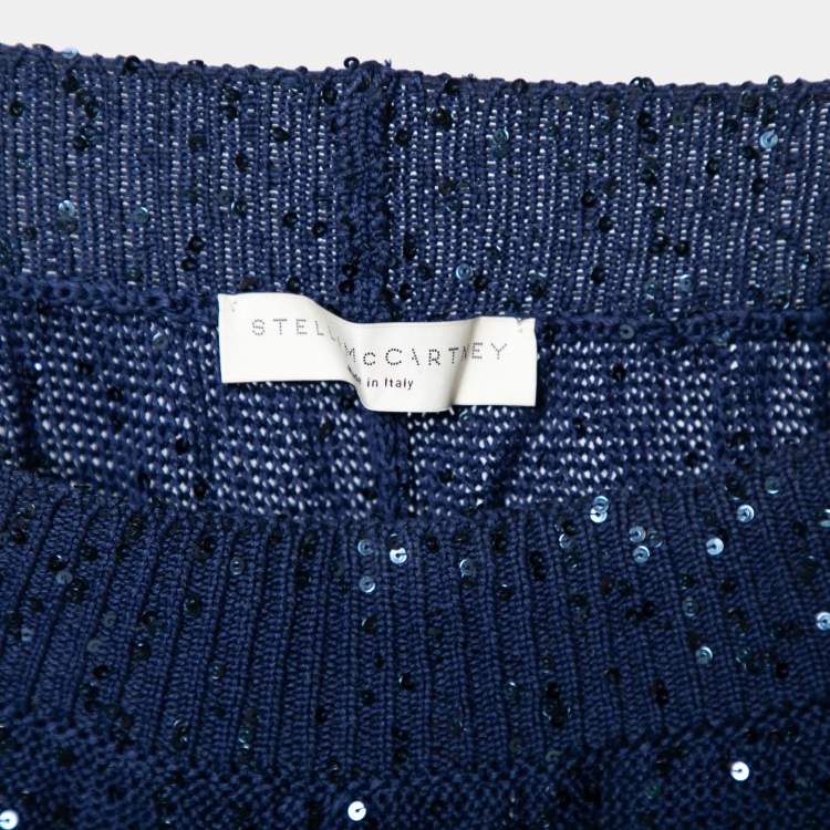 Pre Owned Stella McCartney Blue Sequin Embellished Knit Pants M