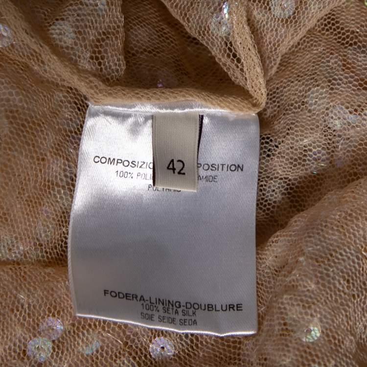 Pre Owned Stella McCartney Beige Ombre Sequin Embellished Tulle Short Dress M