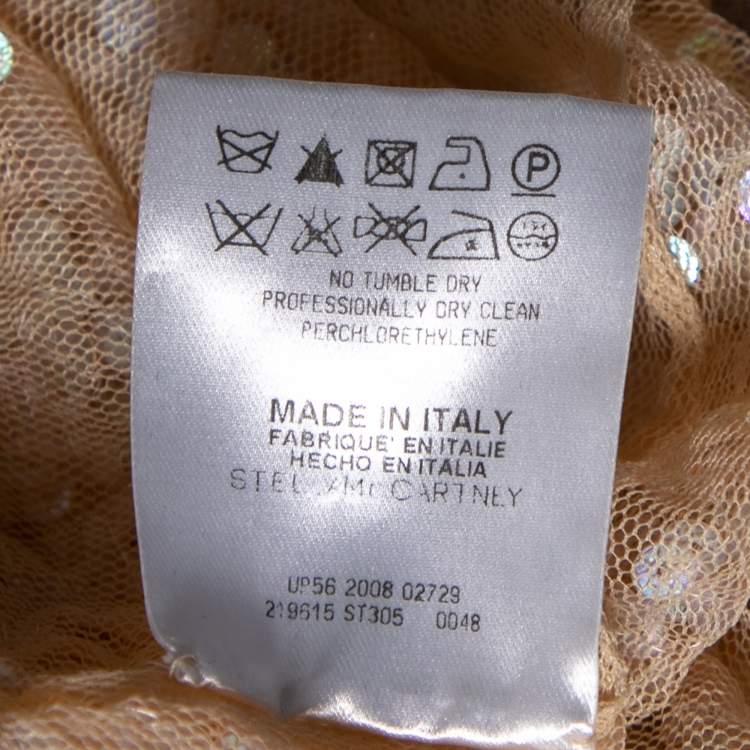 Pre Owned Stella McCartney Beige Ombre Sequin Embellished Tulle Short Dress M