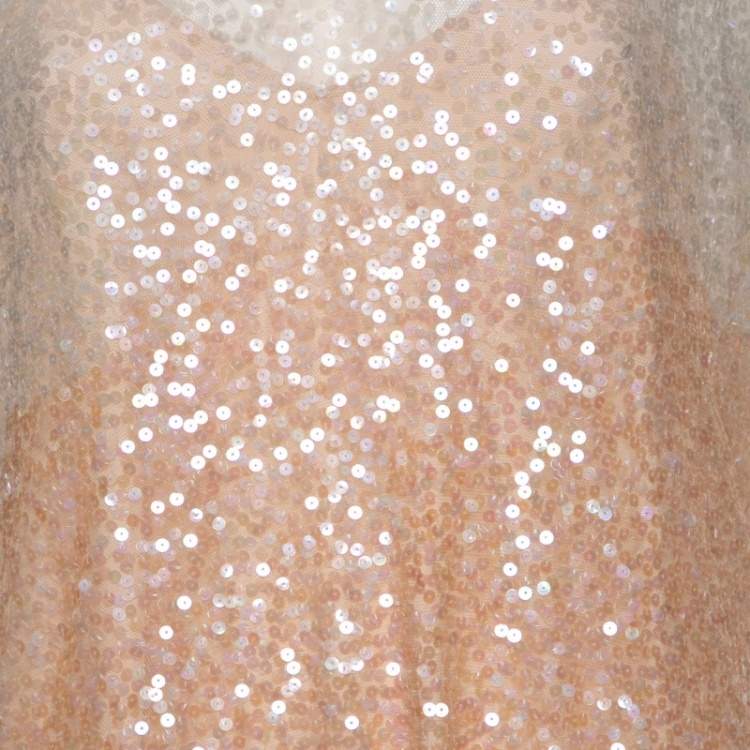 Pre Owned Stella McCartney Beige Ombre Sequin Embellished Tulle Short Dress M