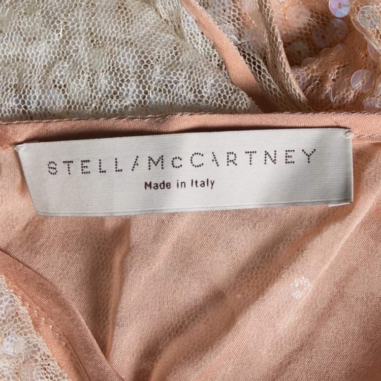 Pre Owned Stella McCartney Pink Ombre Sequin Embellished Tulle Top M