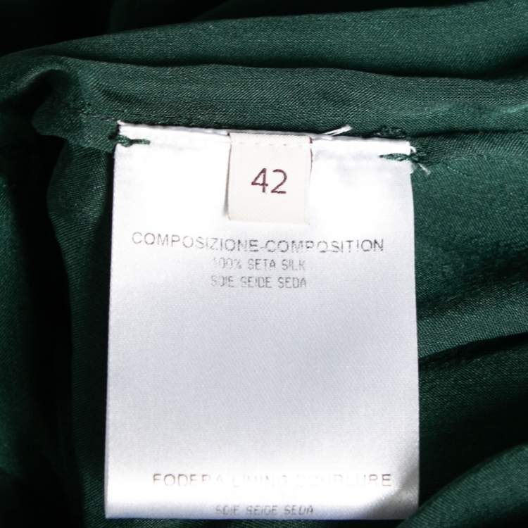 Pre Owned Stella McCartney Green Ombre Plisse Silk Tiered Short Dress M