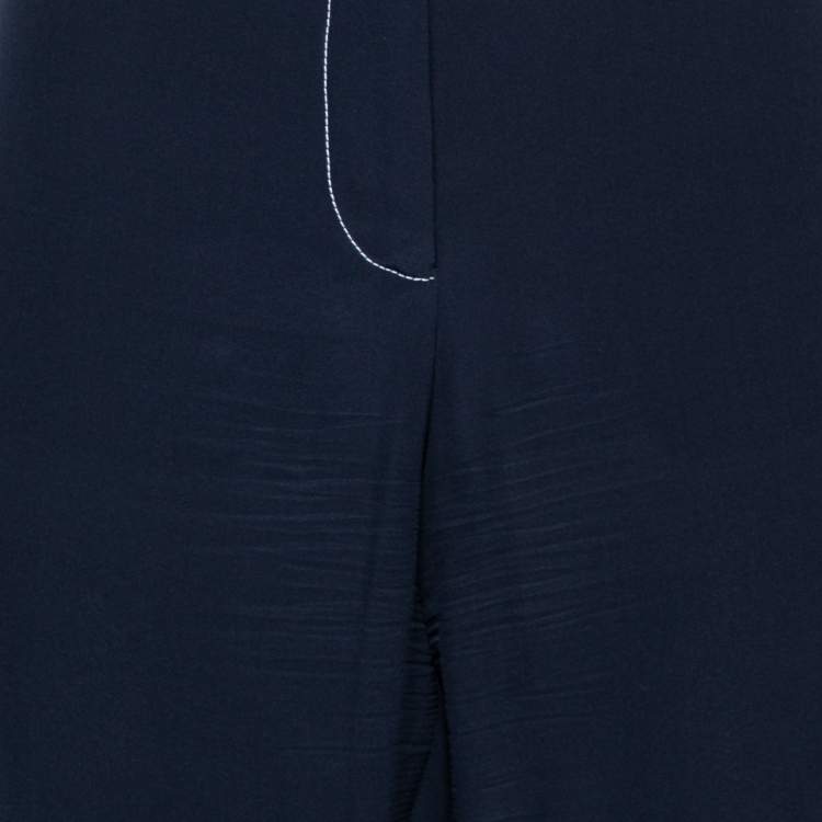 Pre Owned Stella McCartney Navy Blue Silk Straight Leg Pants M
