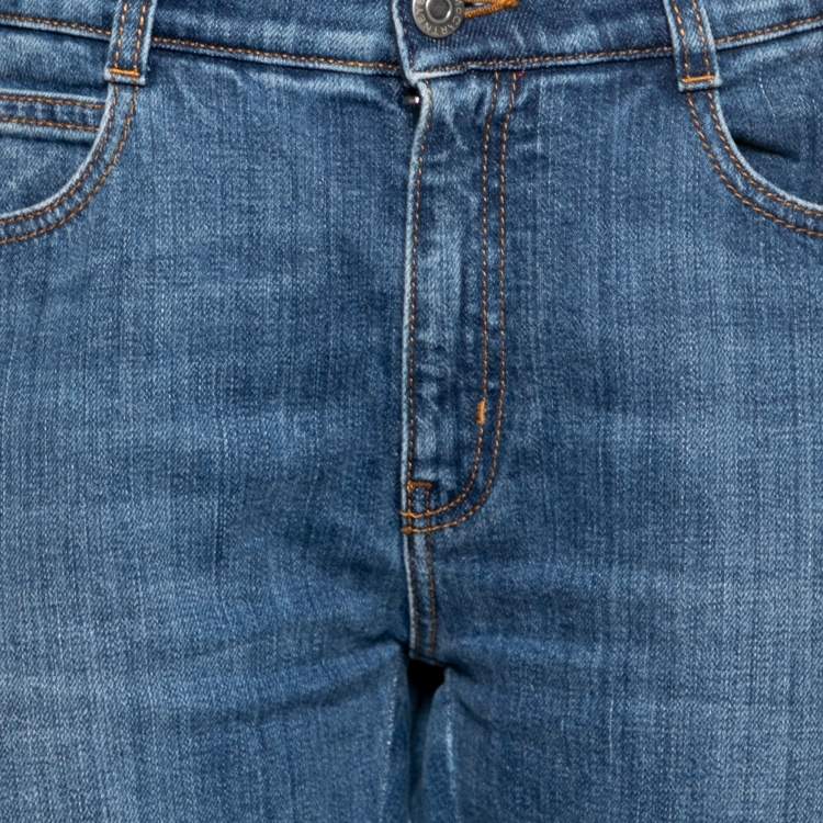 Pre Owned Stella McCartney Blue Denim Side Panel Logo Pants M
