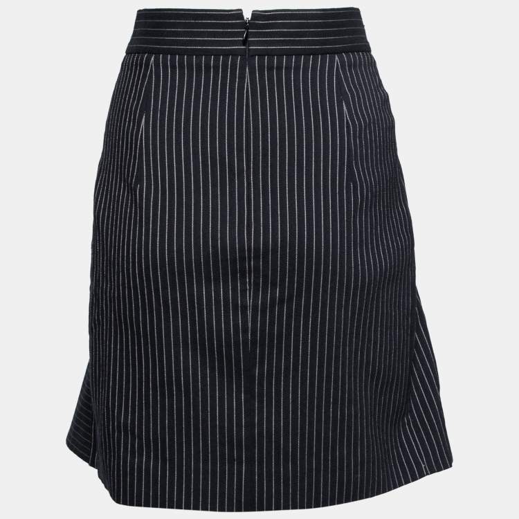Pre Owned Stella McCartney Black Cotton Striped Flared Mini Skirt S