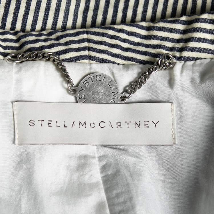 Pre Owned Stella McCartney White and Black Cotton Striped Blazer M