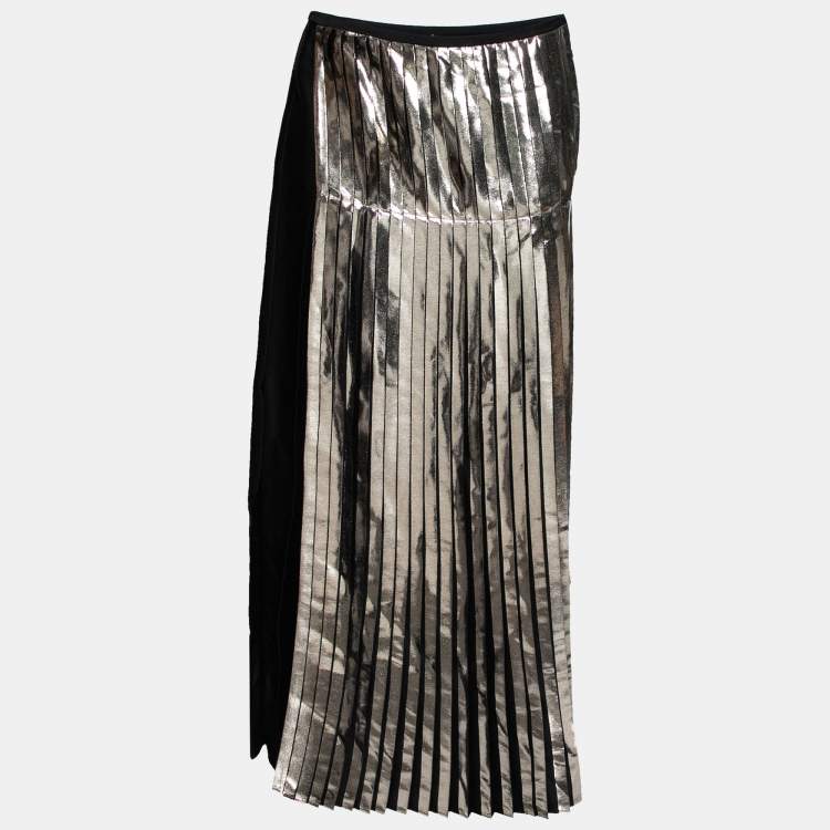 Pre Owned Stella McCartney Black and Gold Crepe Pleated Carmen Skirts M