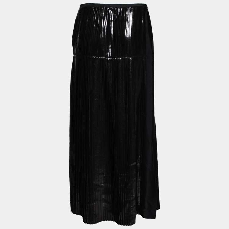 Pre Owned Stella McCartney Black and Gold Crepe Pleated Carmen Skirts M