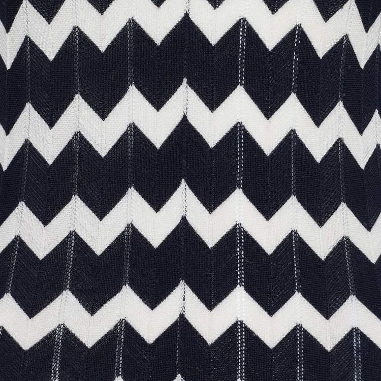 Pre Owned Stella McCartney Monochrome Patterned Wool Knit Draped Dress M