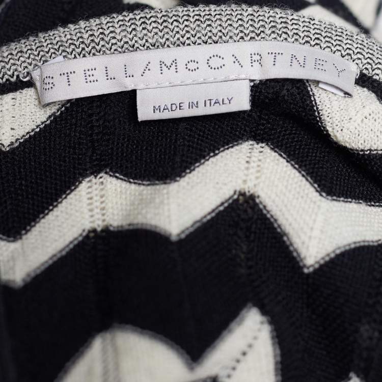 Pre Owned Stella McCartney Monochrome Patterned Wool Knit Draped Dress M