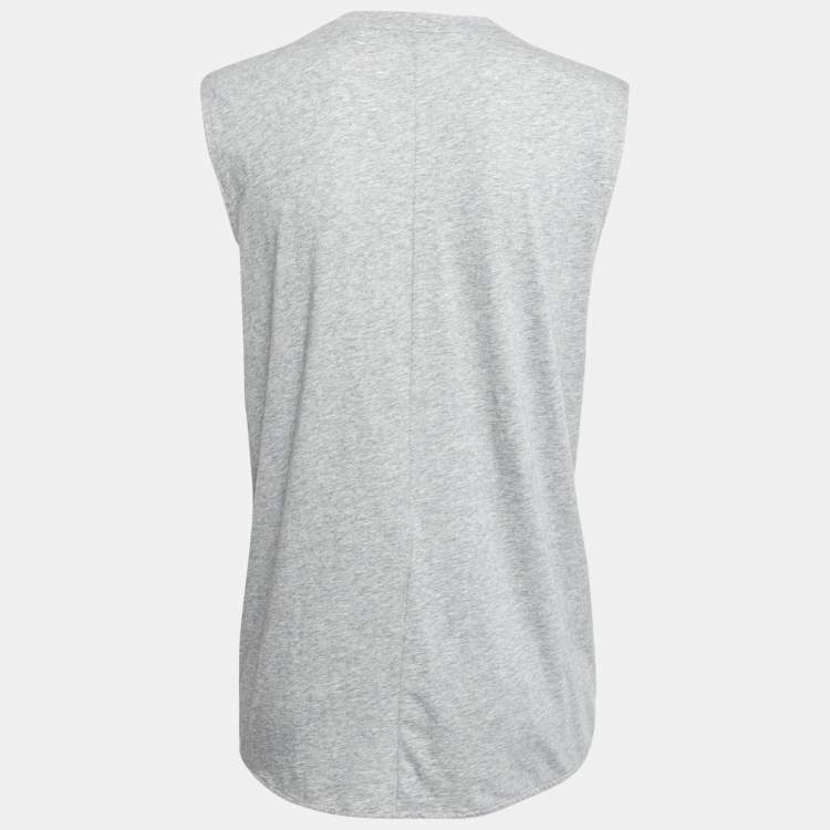 Pre Owned Stella McCartney Grey Cotton Fringed Star Detail Tank Top S