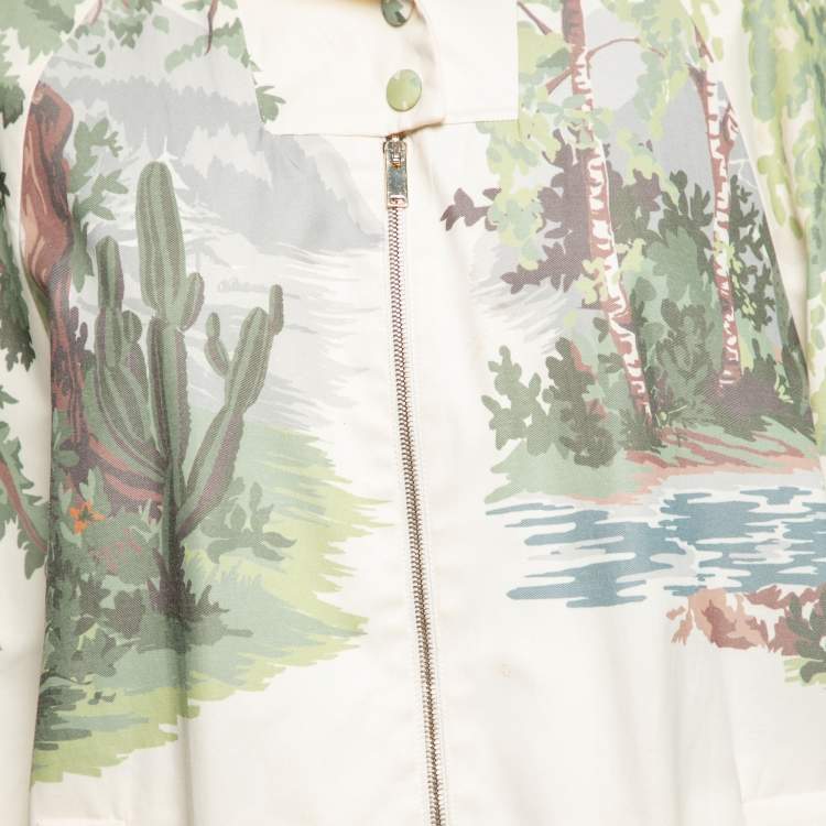 Pre Owned Stella McCartney Cream Printed Cotton Jay Landscape Hooded Jacket M