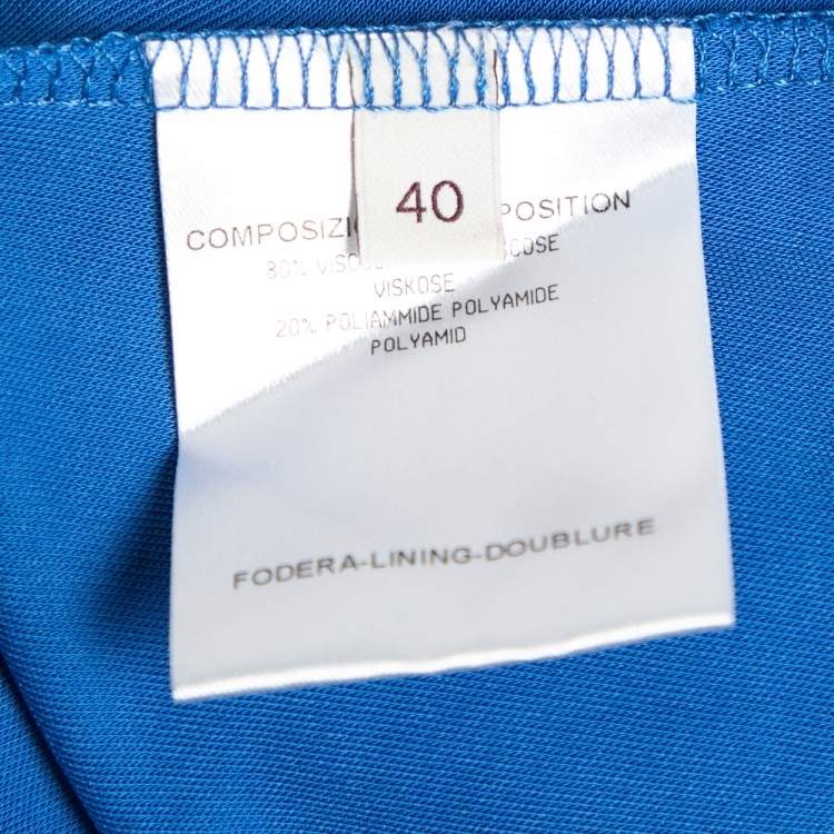 Pre Owned Stella McCartney Blue Jersey Draped Front Maxi Dress S