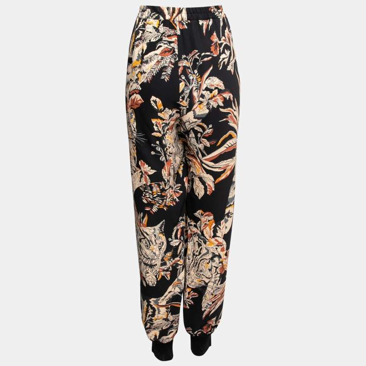 Pre Owned Stella McCartney Multicolor Printed Crepe Rib Knit Trimmed Joey Trousers L