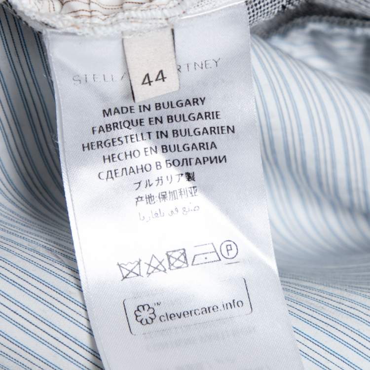 Pre Owned Stella McCartney White Striped Cotton Contrast Rib Knit Trim Shirt M