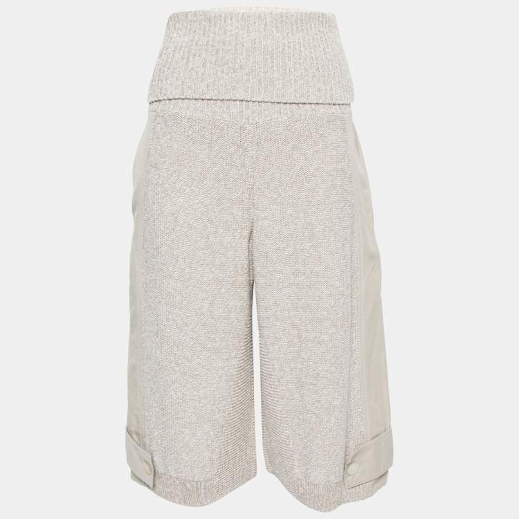 مملوكة مسبقًا Stella McCartney Beige Knit & Linen Paneled High Waisted Culottes XS