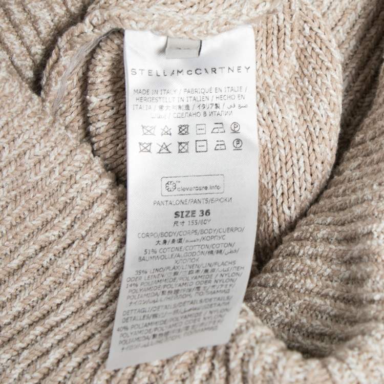 مملوكة مسبقًا Stella McCartney Beige Knit & Linen Paneled High Waisted Culottes XS