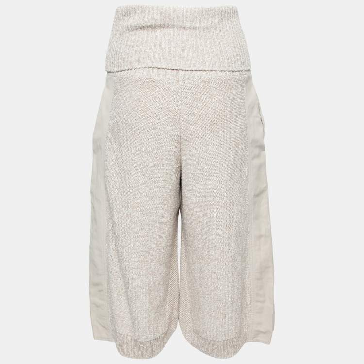 مملوكة مسبقًا Stella McCartney Beige Knit & Linen Paneled High Waisted Culottes XS