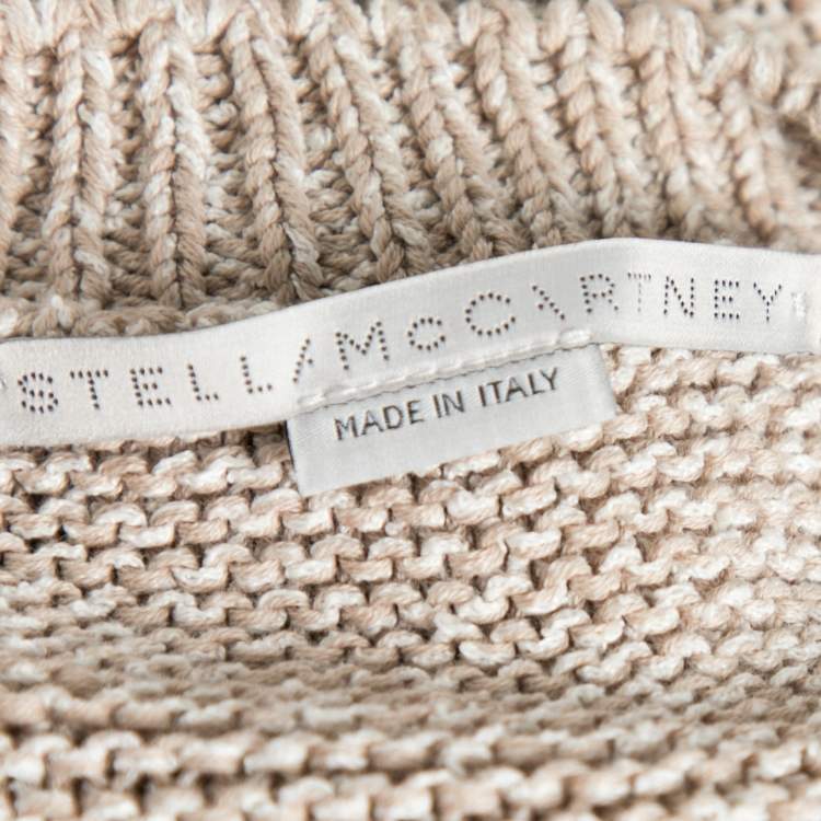 Pre Owned Stella McCartney Beige Knit Linen Paneled Cut-Out Detail Jumper XXS