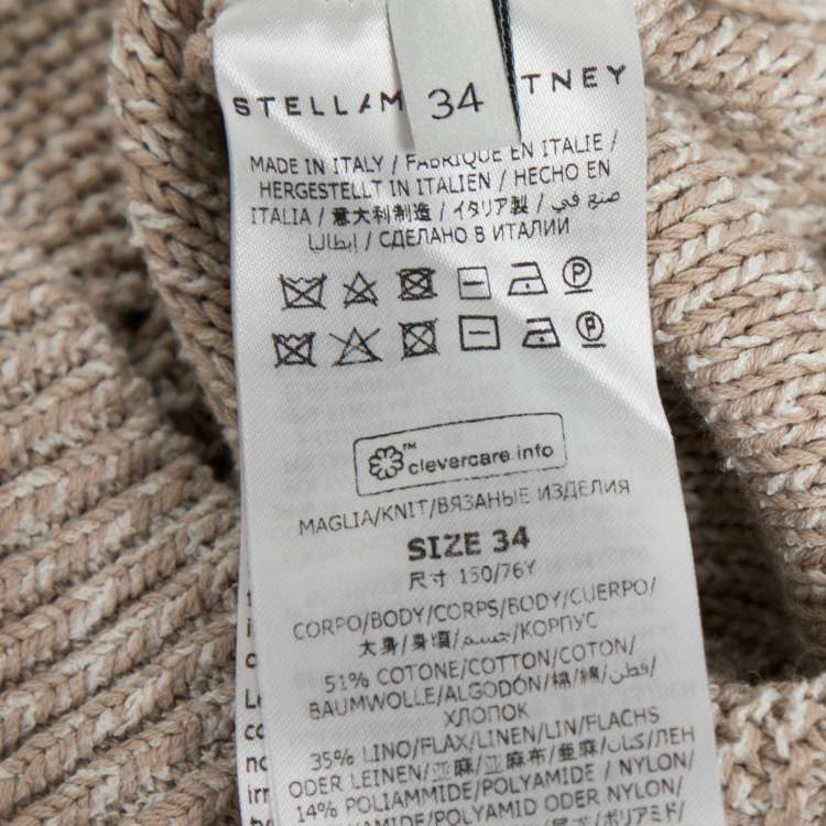 Pre Owned Stella McCartney Beige Knit Linen Paneled Cut-Out Detail Jumper XXS