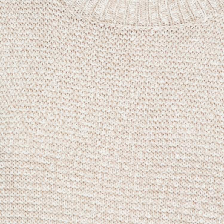 Pre Owned Stella McCartney Beige Knit Linen Paneled Cut-Out Detail Jumper XXS