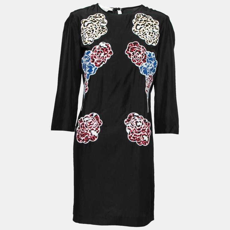 Pre Owned Stella McCartney Black Silk Embroidered Mini Dress S